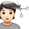 Person Getting Haircut: Light Skin Tone Emoji 💇🏻 image - Apple style