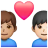 Couple With Heart: Man, Man, Light Skin Tone, Medium Skin Tone Emoji 👨🏻‍❤️‍👨🏽 image - Samsung style