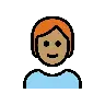 Person: Medium Skin Tone, Red Hair Emoji 🧑🏽‍🦰 image - OpenMoji style