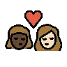 Kiss: Woman, Woman, Dark Skin Tone, Light Skin Tone Emoji 👩🏿‍❤️‍💋‍👩🏻 image - OpenMoji style