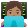 Woman Technologist: Medium Skin Tone Emoji 👩🏽‍💻 image - Google Noto Color style