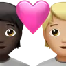 Couple With Heart: Person, Person, Dark Skin Tone, Medium-Light Skin Tone Emoji 🧑🏿‍❤️‍🧑🏼 image - Apple style