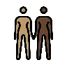 Women Holding Hands: Medium Skin Tone, Dark Skin Tone Emoji 👩🏽‍🤝‍👩🏿 image - OpenMoji style