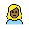 Woman: Medium-Dark Skin Tone, Blond Hair Emoji 👱🏾‍♀️ image - OpenMoji style