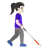 Woman With White Cane Facing Right: Light Skin Tone