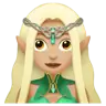 Woman Elf: Medium-Light Skin Tone Emoji 🧝🏼‍♀️ image - Apple style