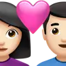 Couple With Heart: Woman, Man, Light Skin Tone Emoji 👩🏻‍❤️‍👨🏻 image - Apple style