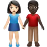 Woman And Man Holding Hands: Light Skin Tone, Dark Skin Tone Emoji 👩🏻‍🤝‍👨🏿 image - Apple style