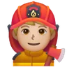 Man Firefighter: Medium-Light Skin Tone Emoji 👨🏼‍🚒 image - Samsung style