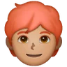 Person: Medium Skin Tone, Red Hair Emoji 🧑🏽‍🦰 image - Samsung style