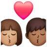 Kiss: Woman, Man, Medium Skin Tone, Medium-Dark Skin Tone Emoji 👩🏽‍❤️‍💋‍👨🏾 image - Samsung style