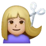 Woman Getting Haircut: Medium-Light Skin Tone Emoji 💇🏼‍♀️ image - Samsung style