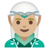 Man Elf: Medium-Light Skin Tone Emoji 🧝🏼‍♂️ image - Google Noto Color style