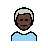 Man: Dark Skin Tone, White Hair