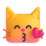 Emoji Baciare la faccia di gatto con gli occhi chiusi 😽 image - Microsoft 3D Fluent style