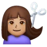 Woman Getting Haircut: Medium Skin Tone Emoji 💇🏽‍♀️ image - Samsung style