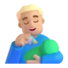 Man Feeding Baby: Medium-Light Skin Tone Emoji 👨🏼‍🍼 image - Microsoft 3D Fluent style