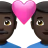 Couple With Heart: Man, Man, Dark Skin Tone Emoji 👨🏿‍❤️‍👨🏿 image - Apple style