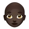 Woman: Dark Skin Tone, Bald Emoji 👩🏿‍🦲 image - Apple style