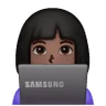 Woman Technologist: Dark Skin Tone Emoji 👩🏿‍💻 image - Samsung style