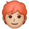 Person: Medium-Light Skin Tone, Red Hair Emoji 🧑🏼‍🦰 image - Samsung style