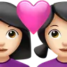 Couple With Heart: Woman, Woman, Light Skin Tone Emoji 👩🏻‍❤️‍👩🏻 image - Apple style