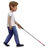 Person With White Cane Facing Right: Medium Skin Tone