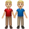 Men Holding Hands: Medium-Light Skin Tone Emoji 👬🏼 image - Apple style