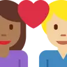 Couple With Heart: Woman, Man, Medium-Dark Skin Tone, Medium-Light Skin Tone Emoji 👩🏾‍❤️‍👨🏼 image - Twitter / X (Twemoji) style