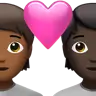 Couple With Heart: Person, Person, Medium-Dark Skin Tone, Dark Skin Tone Emoji 🧑🏾‍❤️‍🧑🏿 image - Apple style