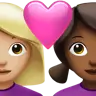 Couple With Heart: Woman, Woman, Medium-Light Skin Tone, Medium-Dark Skin Tone Emoji 👩🏼‍❤️‍👩🏾 image - Apple style