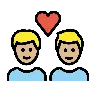 Couple With Heart: Man, Man, Medium-Light Skin Tone Emoji 👨🏼‍❤️‍👨🏼 image - OpenMoji style