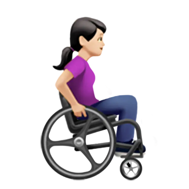Woman In Manual Wheelchair Facing Right: Light Skin Tone