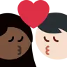 Kiss: Woman, Man, Dark Skin Tone, Light Skin Tone Emoji 👩🏿‍❤️‍💋‍👨🏻 image - Twitter / X (Twemoji) style