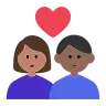 Couple With Heart: Woman, Man, Medium Skin Tone, Medium-Dark Skin Tone Emoji 👩🏽‍❤️‍👨🏾 image - Tossface style