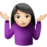 Woman Shrugging: Light Skin Tone Emoji 🤷🏻‍♀️ image - Apple style