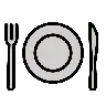 Emoji Forchetta e coltello con piastra 🍽 image - OpenMoji style