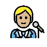 Singer: Medium-Light Skin Tone Emoji 🧑🏼‍🎤 image - OpenMoji style
