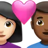 Couple With Heart: Woman, Man, Light Skin Tone, Medium-Dark Skin Tone Emoji 👩🏻‍❤️‍👨🏾 image - Apple style