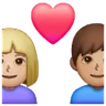 Couple With Heart: Woman, Man, Medium-Light Skin Tone, Medium Skin Tone Emoji 👩🏼‍❤️‍👨🏽 image - Samsung style