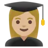 Woman Student: Medium-Light Skin Tone Emoji 👩🏼‍🎓 image - Google Noto Color style