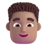 Man: Medium Skin Tone, Curly Hair Emoji 👨🏽‍🦱 image - Microsoft 3D Fluent style