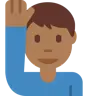 Man Raising Hand: Medium-Dark Skin Tone Emoji 🙋🏾‍♂️ image - Twitter / X (Twemoji) style