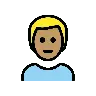 Man: Medium Skin Tone, Blond Hair Emoji 👱🏽‍♂️ image - OpenMoji style