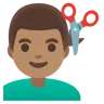 Man Getting Haircut: Medium Skin Tone Emoji 💇🏽‍♂️ image - Google Noto Color style