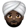 Man Wearing Turban: Dark Skin Tone Emoji 👳🏿‍♂️ image - WhatsApp style