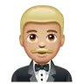 Man In Tuxedo: Medium-Light Skin Tone Emoji 🤵🏼‍♂️ image - WhatsApp style