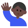 Man Raising Hand: Dark Skin Tone Emoji 🙋🏿‍♂️ image - Tossface style