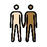 Men Holding Hands: Light Skin Tone, Medium-Dark Skin Tone Emoji 👨🏻‍🤝‍👨🏾 image - OpenMoji style