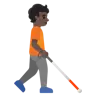 Person With White Cane Facing Right: Dark Skin Tone Emoji 🧑🏿‍🦯‍➡️ image - Google Noto Color style